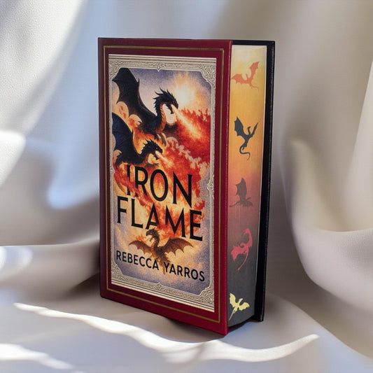 “Iron Flame” Collectors Edition - Hand-bound Leather Hardback | Sprayed Edges | Character End Papers | Gold Foiling