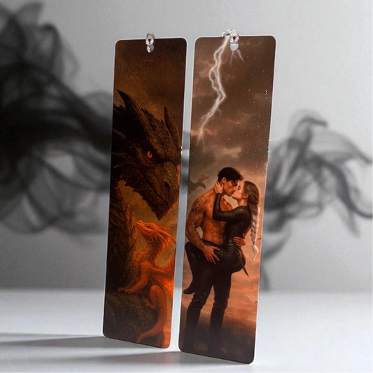 Fourth Wing Bookmark Set | Violet & Xaden with Tairn X Andarna | Rebecca Yarros Inspired Metal Bookmarks | Romantic Fantasy Bookish Gift