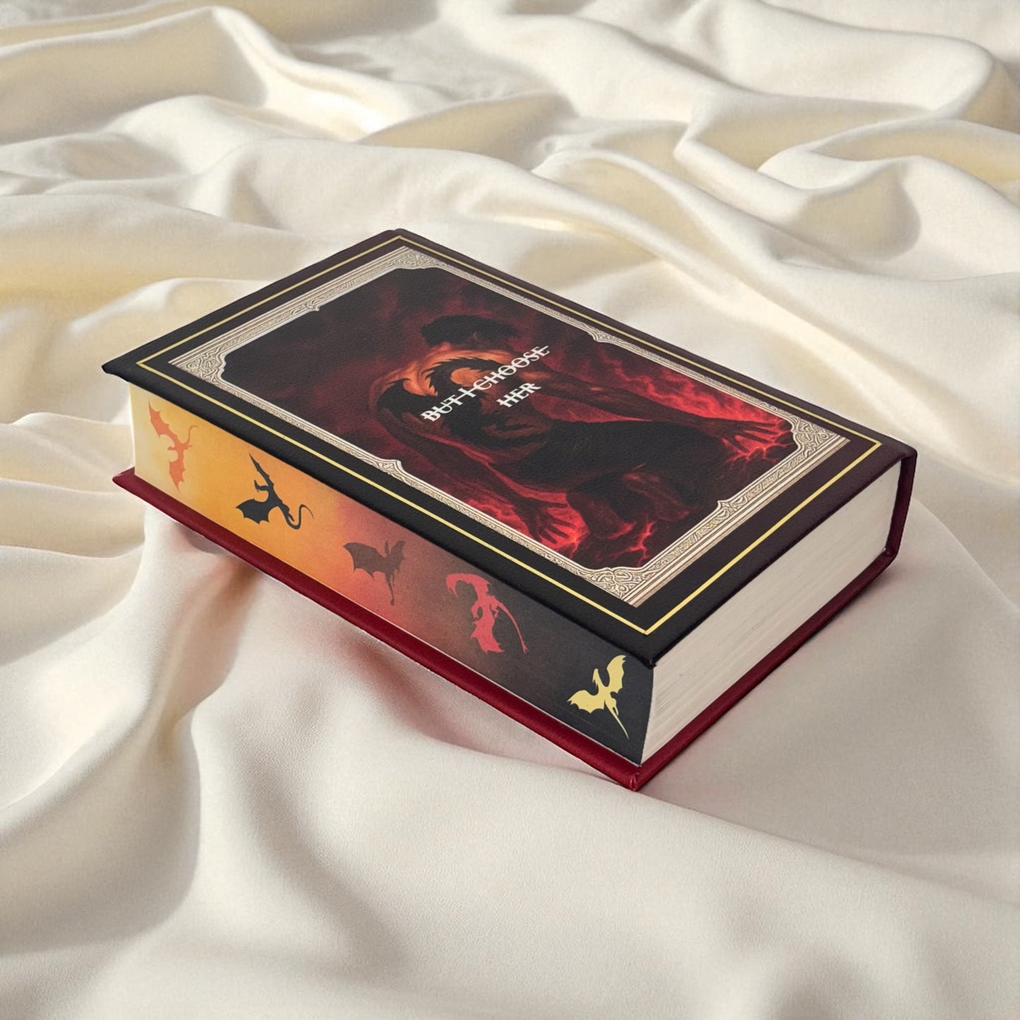 “Iron Flame” Collectors Edition - Hand-bound Faux Leather Hardback | Sprayed Edges | Character End Papers | Gold Foiling