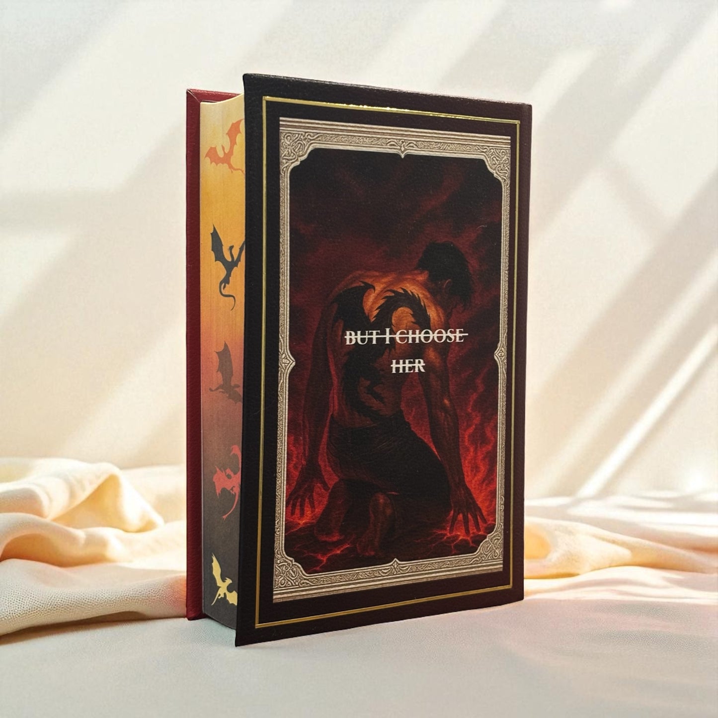 “Iron Flame” Collectors Edition - Hand-bound Faux Leather Hardback | Sprayed Edges | Character End Papers | Gold Foiling