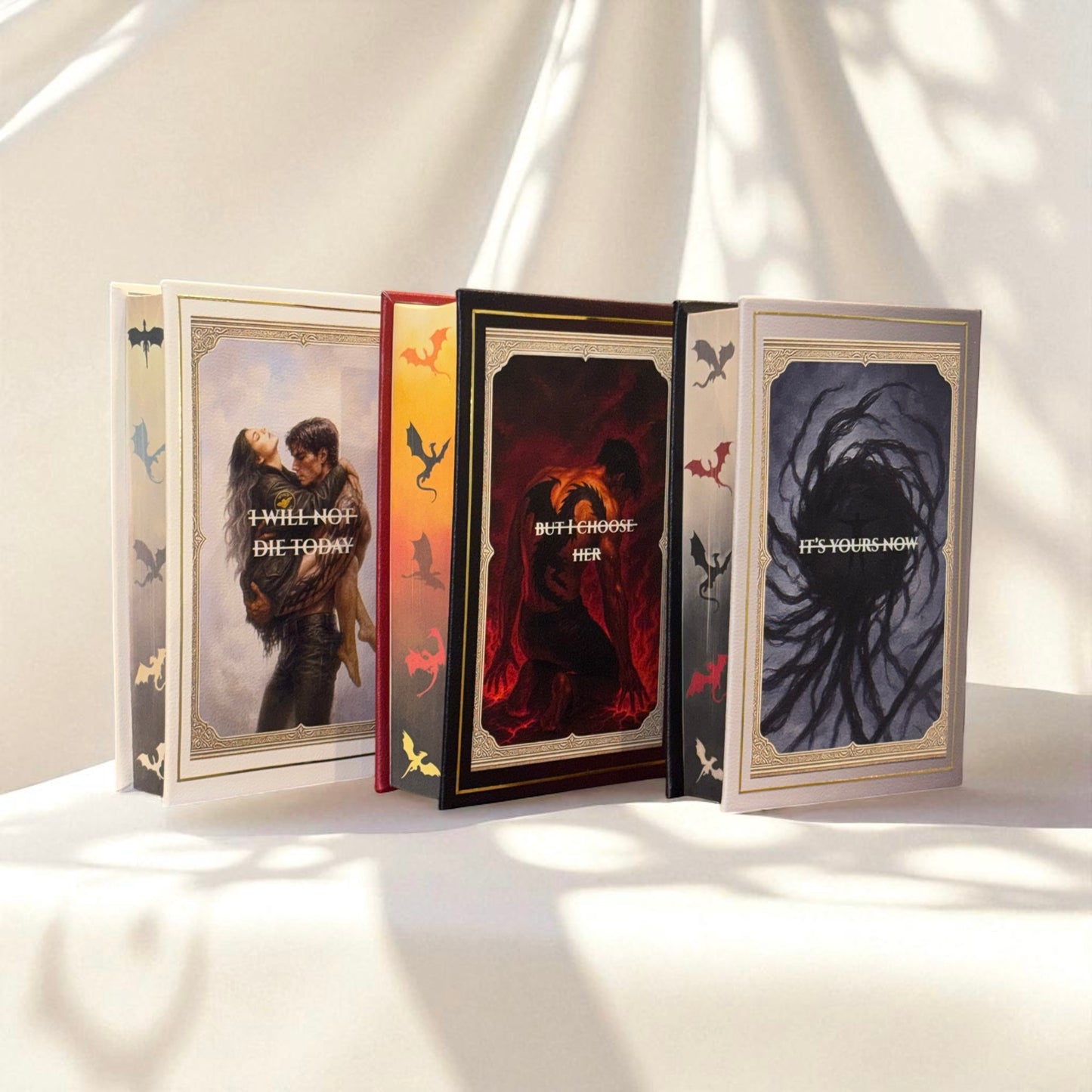 “Iron Flame” Collectors Edition - Hand-bound Faux Leather Hardback | Sprayed Edges | Character End Papers | Gold Foiling