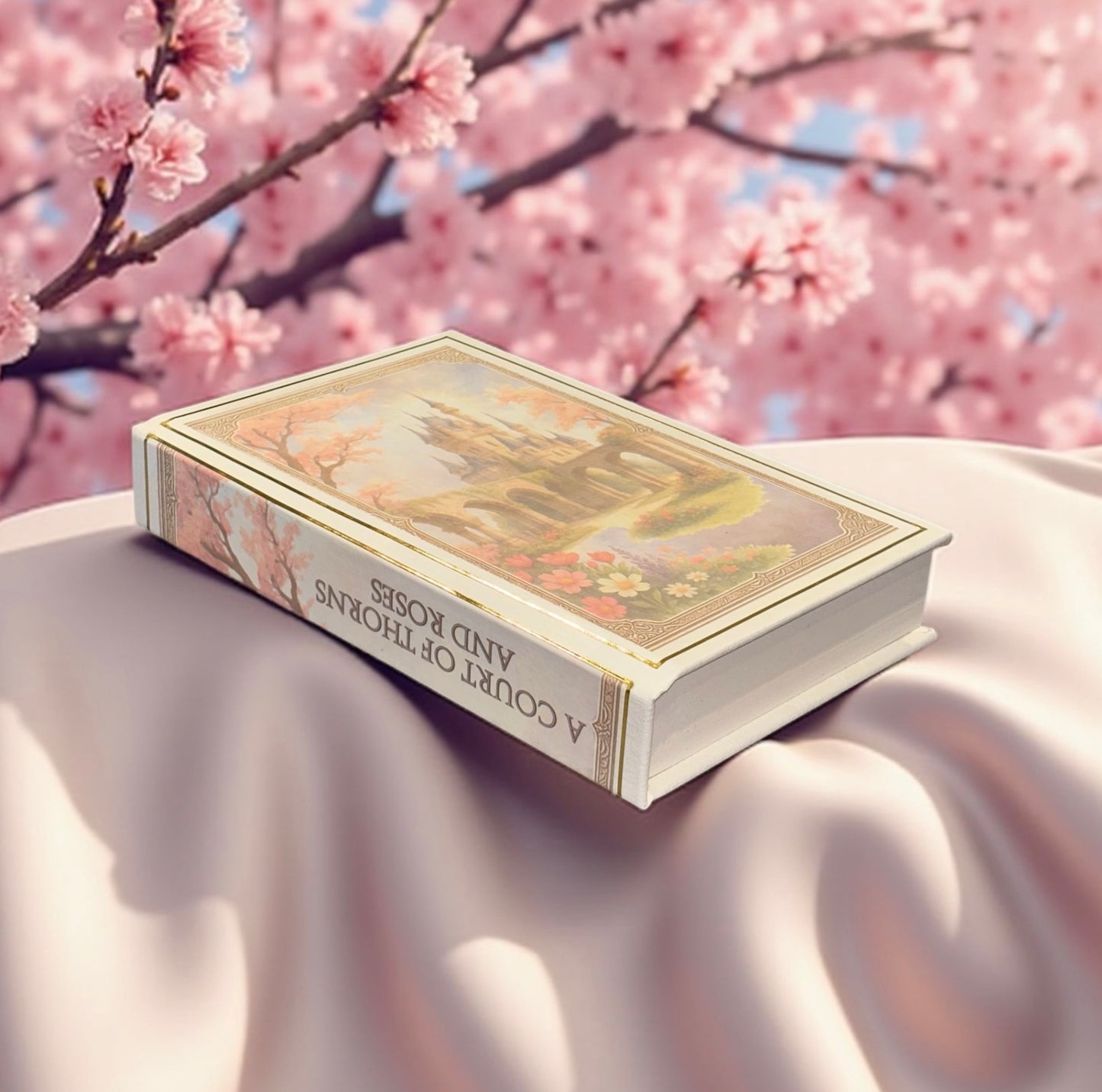 “A Court Of Thorns and Roses” Collectors Edition - Book 1 - Hand-bound Faux Leather Hardback | Sprayed Edges | Custom End Papers | Gold Foiling