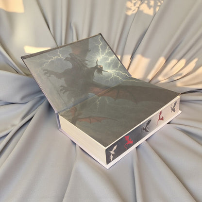 “Onyx Storm” Collectors Edition - Hand-bound Faux Leather Hardback | Sprayed Edges | Character End Papers | Gold Foiling