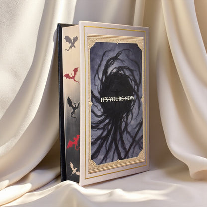 “Onyx Storm” Collectors Edition - Hand-bound Faux Leather Hardback | Sprayed Edges | Character End Papers | Gold Foiling