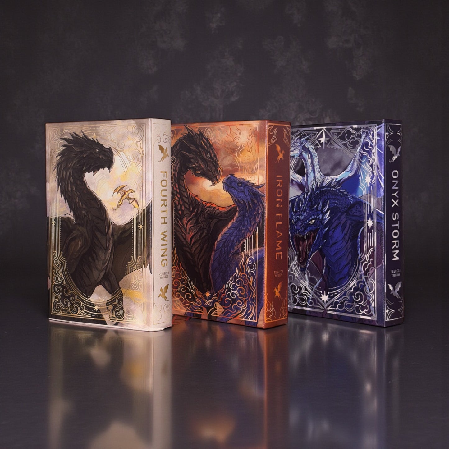 PREORDER - “Fourth Wing” Luxury Rebind X Anna Stone - BOOK 1 - Hand-bound Faux Leather Hardback | Sprayed Edges | Custom End Papers