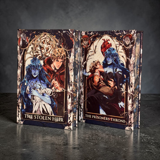 PREORDER - The Stolen Heir Duology Luxury Rebinds X Marine VHS Hand-bound Faux Leather Hardback | Sprayed Edges | Custom End Papers